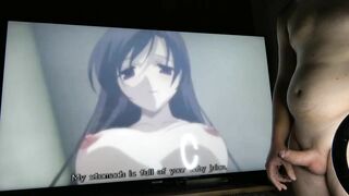 Hottest Anime ThreeSome: A Bad Girl Received Creampie, His GF Is Not So Happy But Squirt