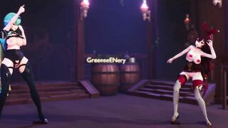 0492 -【R18-MMD】Genshin Impact 原神 Eula 优菈 & Amber at Pubライアーダンス