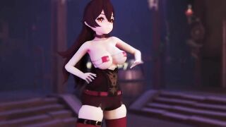 0492 -【R18-MMD】Genshin Impact 原神 Eula 优菈 & Amber at Pubライアーダンス