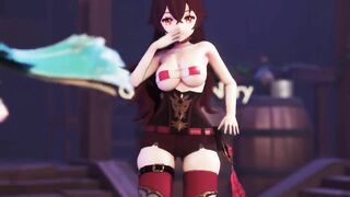 0492 -【R18-MMD】Genshin Impact 原神 Eula 优菈 & Amber at Pubライアーダンス