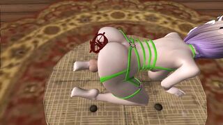 Futa masturbates using an anal expander, bondage experience (sex toy)