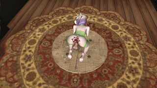 Futa masturbates using an anal expander, bondage experience (sex toy)