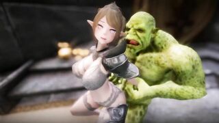 Big Breasts Elf Mama Oak Defeat by Ugly Cosplay Orc Seeding Sex 3D Hentai NSFW Part 8
