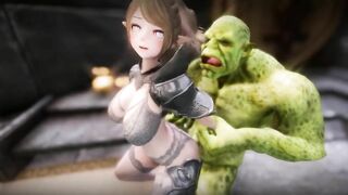 Big Breasts Elf Mama Oak Defeat by Ugly Cosplay Orc Seeding Sex 3D Hentai NSFW Part 8