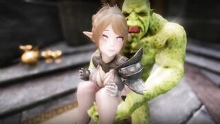 Big Breasts Elf Mama Oak Defeat by Ugly Cosplay Orc Seeding Sex 3D Hentai NSFW Part 8