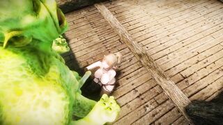 Big Breasts Elf  Oak Defeat by Ugly Cosplay Orc Seeding Sex 3D Hentai NSFW Part 2