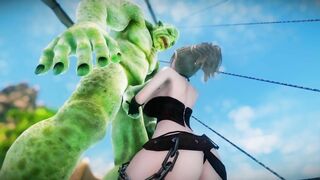 Big Breasts Elf  Oak Defeat by Ugly Cosplay Orc Seeding Sex 3D Hentai NSFW Part 2