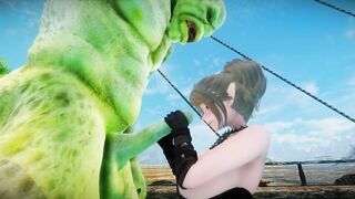 Big Breasts Elf  Oak Defeat by Ugly Cosplay Orc Seeding Sex 3D Hentai NSFW Part 2