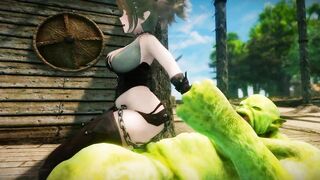 Big Breasts Elf Oak Defeat by Ugly Cosplay Orc Seeding Sex 3D Hentai NSFW Part 1