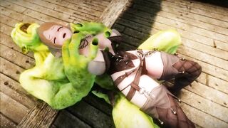 Big Breasts Elf Oak Defeat by Ugly Cosplay Orc Seeding Sex 3D Hentai NSFW Part 1