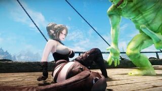 Big Breasts Elf Oak Defeat by Ugly Cosplay Orc Seeding Sex 3D Hentai NSFW Part 1