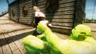 Big Breasts Elf Oak Defeat by Ugly Cosplay Orc Seeding Sex 3D Hentai NSFW Part 1