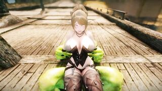 Big Breasts Elf Oak Defeat by Ugly Cosplay Orc Seeding Sex 3D Hentai NSFW Part 1