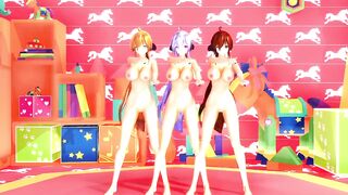 【MMD】Haku x3 - Onegai Darling【60fps】【R-18】