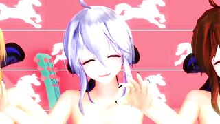 【MMD】Haku x3 - Onegai Darling【60fps】【R-18】