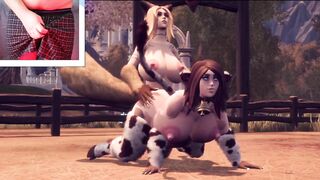 Chubby Cow Girl Getting Fucked By Big Tit Futa