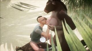 Furry cow milk drinking