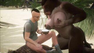 Furry cow milk drinking