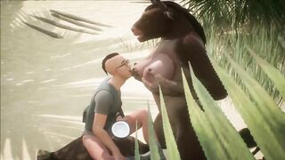 Furry cow milk drinking