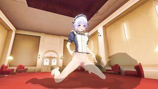 3D HENTAI Maid rubs her pussy on your cock and cums