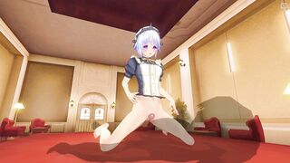 3D HENTAI Maid rubs her pussy on your cock and cums