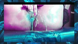 Sarah Fonteyna fingers herself sitting on her father-in-law's sofa