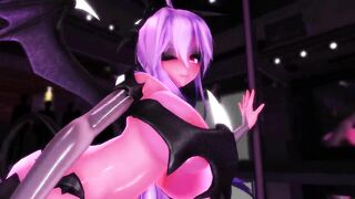 【MMD】Pole dance with huge breasts succubus【R-18】