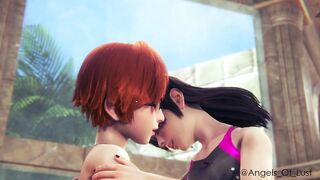 Reiko and Molly having fun at the pool