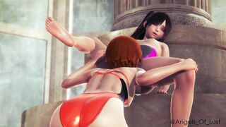 Reiko and Molly having fun at the pool