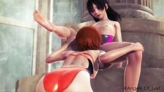 Reiko and Molly having fun at the pool