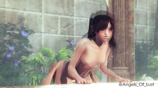 Reiko and Molly having fun at the pool