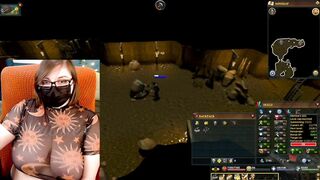 Busty Gamer girl shows Runescape Stats