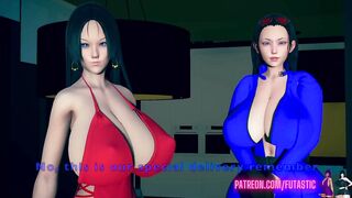 Futa Nico Robin and Boa Hancock fuck a guy [Futa on Male]