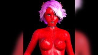 Demon Girl Drools in Mirror