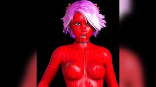 Demon Girl Drools in Mirror
