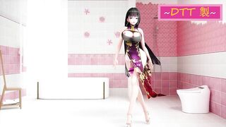 HONKAI IMPACT MEI RAIDEN HENTAI DANCE MMD UNDRESS 3D BIG BOOBS CHINESE DRESS SOFT BLACK HAIR COLOR E
