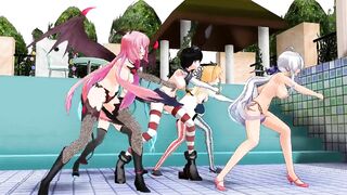 【MMD】Whimsical Mercy with half-naked girls【R-18】