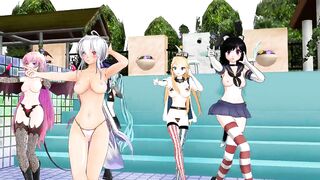 【MMD】Whimsical Mercy with half-naked girls【R-18】