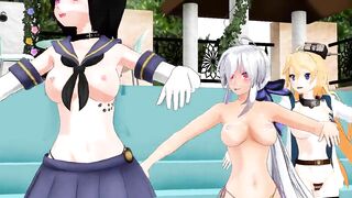 【MMD】Whimsical Mercy with half-naked girls【R-18】
