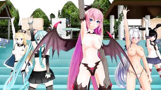 【MMD】Whimsical Mercy with half-naked girls【R-18】