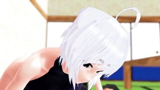 Wolfgirl loves to suck human cock【Hentai 3D】