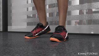 Dress up Game Part 2 - Slutty Milf is fucked on gym floor by monster cock ebony futa