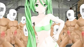 HATSUNE MIKU GANGBANG HENTAI MMD 3D UNDERWEAR GREEN HAIR COLOR EDIT SMIXIX