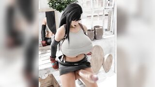 Futa Tifa fucks herself and cums hard【Hentai 3D】