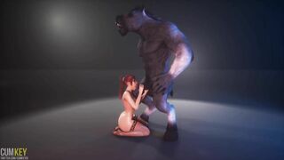 Horse man fucked a red bitch | Big Cock Monster | 3D Porn WildLife