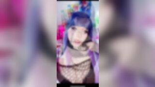 Cute Hinata timidly plays with pussy