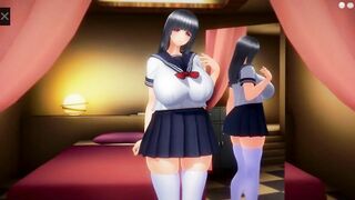 [3D HENTAI]　清楚巨乳女子高生が強SEX連続中出し果てには痴女に落ちる