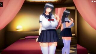 [3D HENTAI]　清楚巨乳女子高生が強SEX連続中出し果てには痴女に落ちる