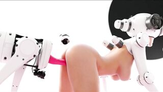 Beautiful Robot Girl riding on Robot Dildo_3D CGI Animation