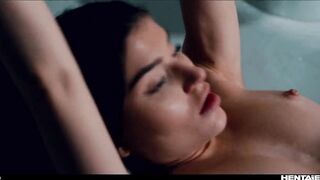 Hot russian brunette got her holes destroyed by alien monsters
